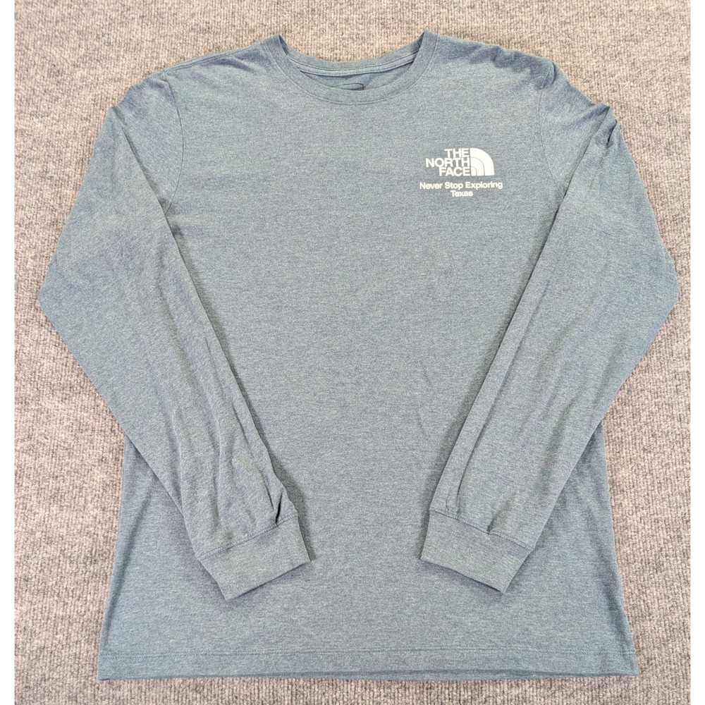 The North Face Mens Texas Graphic Long Sleeve T-Shirt Blue Heather Medium